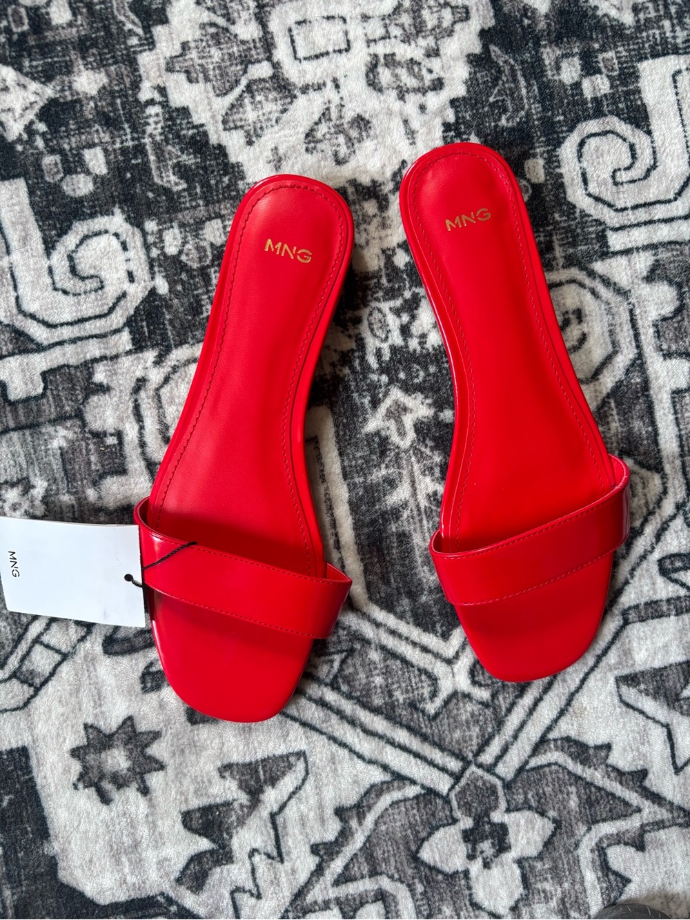 Mango Red Slide Mules with Wide Strap